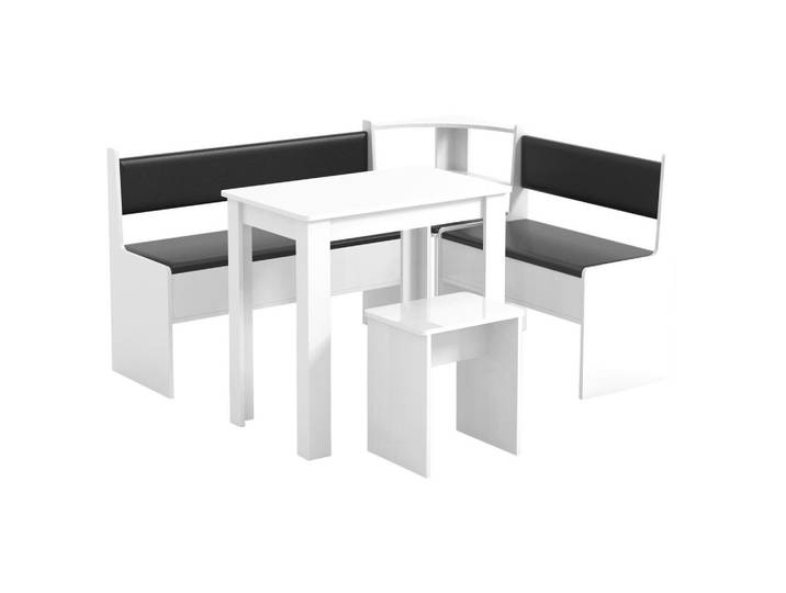 Mid.you Eckbankgruppe, Weiß, Wange, 153x115 cm, in verschiedenen Holz-Dekoren erhältlich, Esszimmer, Bänke, Tischgruppen & Eckbankgruppen