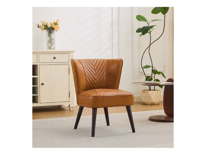 HAUSS SPOLE Loungesessel mit Diagonal-Steppung-Design,Einzelstuhl mit Holzbeine,Hellbraun (Wohnzimmerstuhl Komfortsessel mit Kautschukholz-Fuß, belastbar bis 150 kg), Home-Office-Stuhl Akzentstuhl mit Diagonal-Steppung