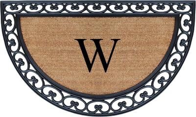 "A1 Home Collections Half Round Rubber Coir Monogrammed Double Doormat, 30"" x 48"""