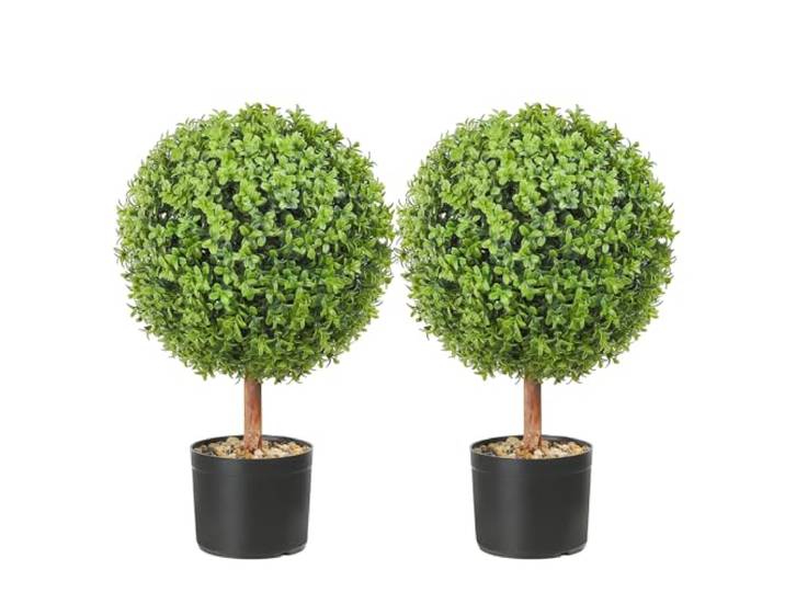 VEVOR Buis Topiaire Artificiel 559 mm Boule de Buis Artificiel Extérieur 2 Fausses Plantes avec 10 Feuilles Remplaçables 4 Papillons Décoratifs pour Décoration Intérieur Jardin Terrasse Balcon Entrée