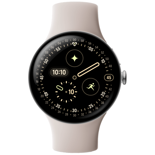 Google Pixel Watch 4 45mm Silber (Beige Armband)