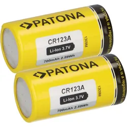 2x PATONA Li-Ion 3,7V Akku CR123A 16340 Zelle 700mAh 2,59Wh