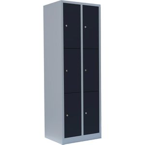 ClassiX Schließfachschrank X-520328, anthrazit, 6 Fächer, Stahl, 59 x 180cm, mit Zylinderschloss