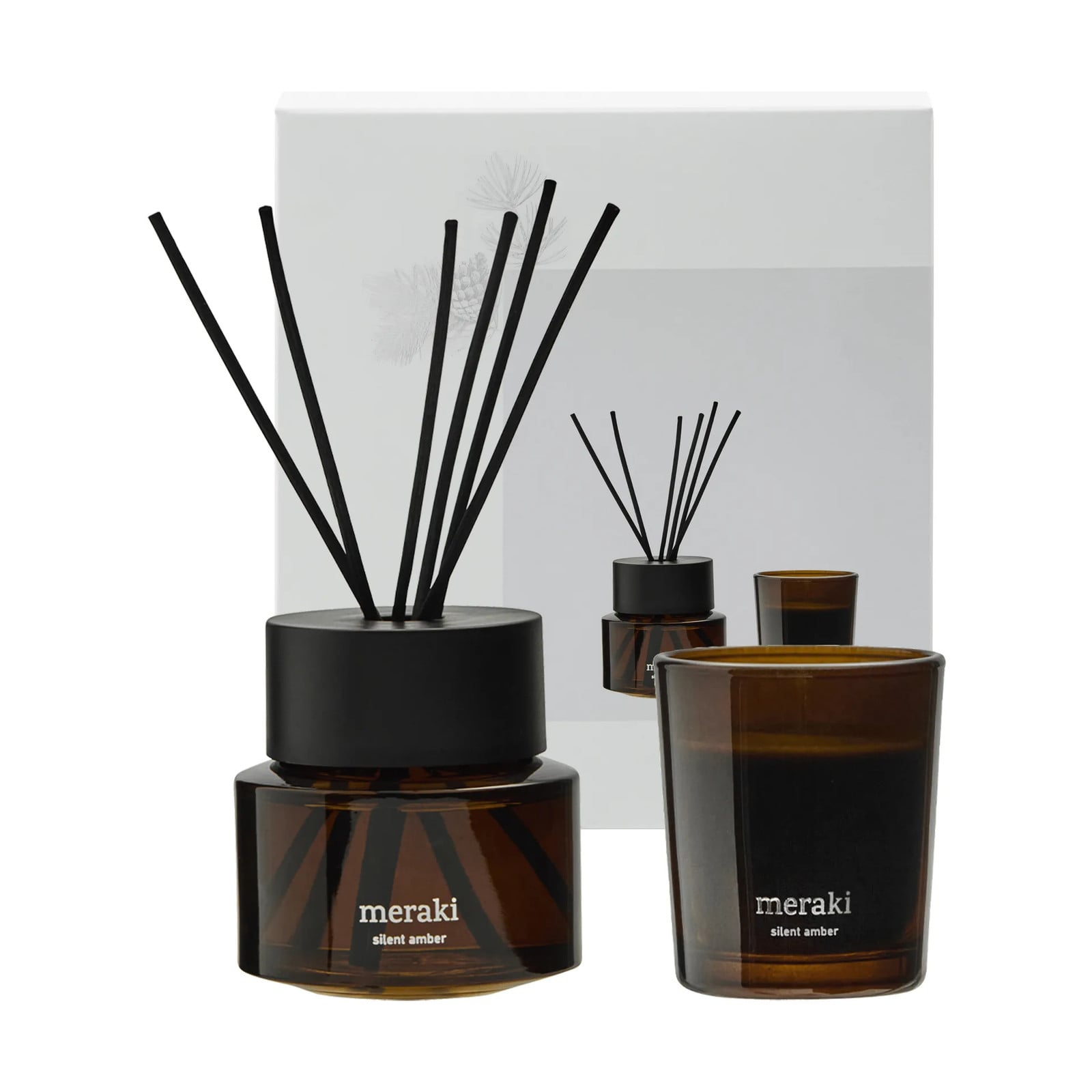 Meraki Geschenkset met Geurstokjes en Geurkaars Silent Amber