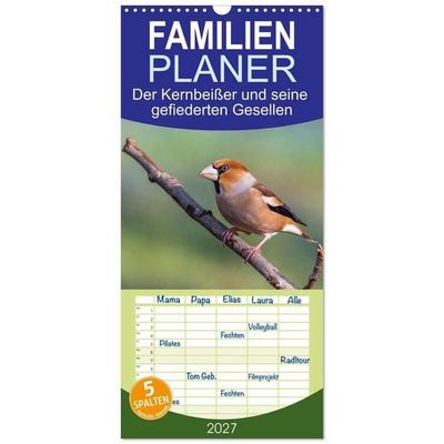 Familienplaner 2027 - Der Kernbeißer und seine gefiederten Gesellen mit 5 Spalten (Wandkalender, 21 x 45 cm) CALVENDO