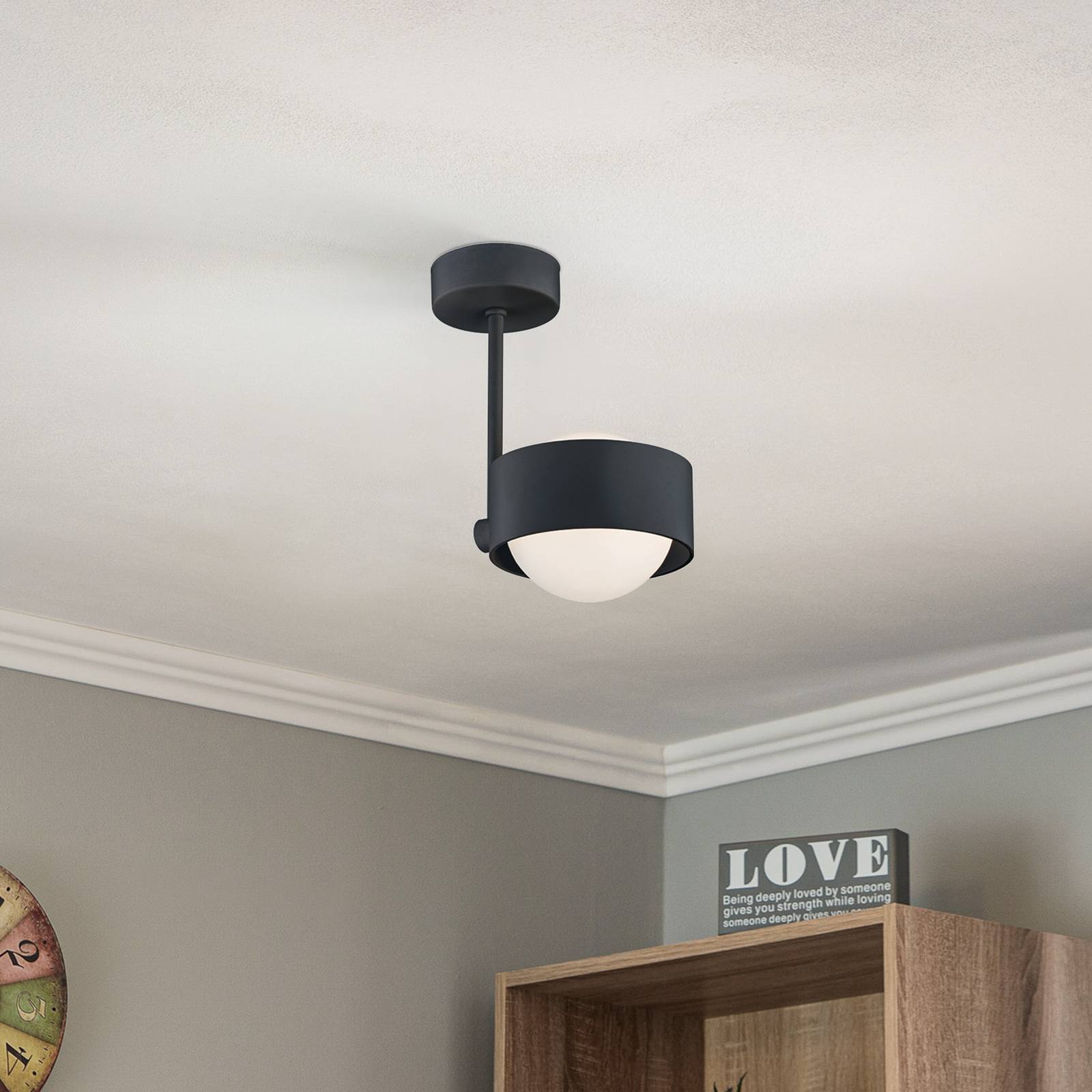 Deckenlampe Mado Argon, dimmbar, schwarz, für Wohn- / Esszimmer, Metall, Modern, Deckenlampe