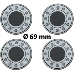 4 x Ø 69 mm Polymere Aufkleber / Schrauben-Optik / Nabenkappen, Felgendeckel