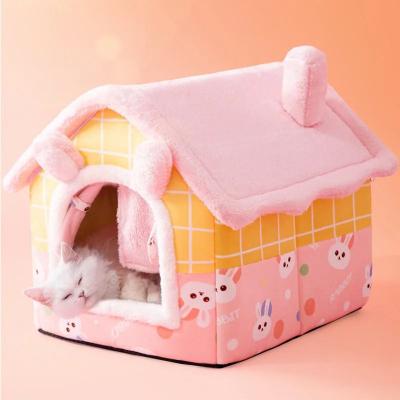 Uplift Essentials Indoor Soft Dog Kennel Warm Pet Bed Cave With Removable Mat m pink