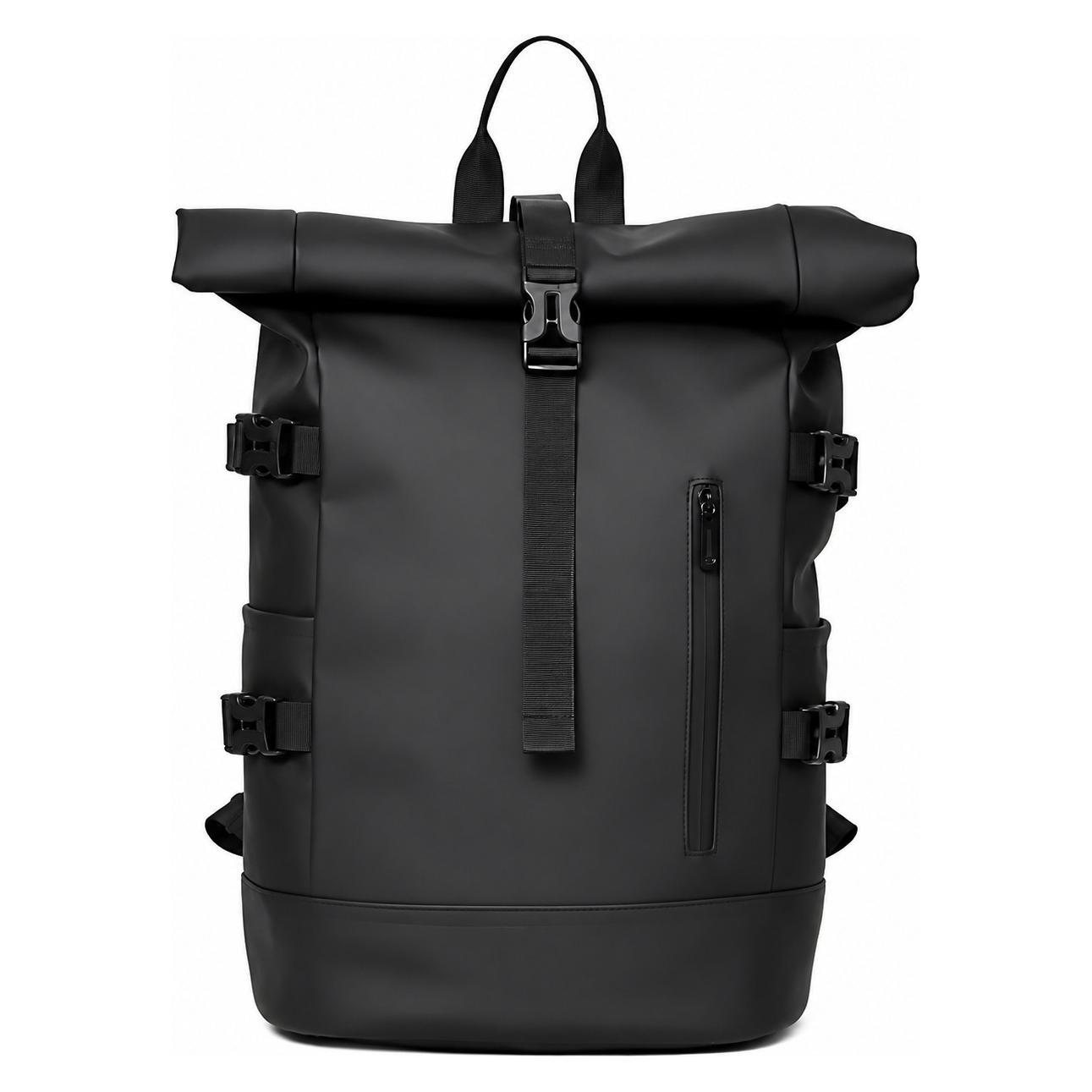 Novidarte Wasserdichter Rolltop Rucksack Schwarz - Moderner Laptop & Outdoor Rucksack (A1180-AA6561-05)