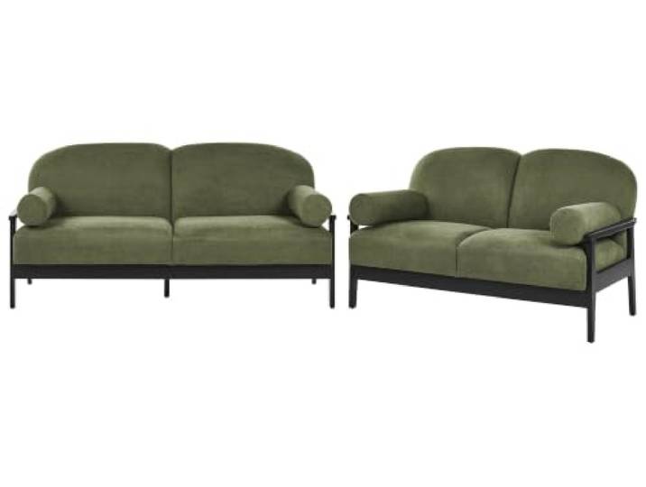 Beliani 5-Sitzer Sofa Set 2-Teilig Grün Stoff Gepolstert Freistehend Klasssische Polstergruppe Couchgarnitur 3-Sitzer und 2-Sitzer Sofa Sitzgruppe