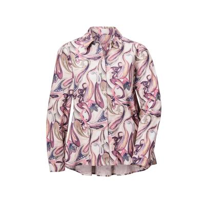 Hemdbluse GOLDNER "Blusenshirt mit Paisley-Muster", Damen, Gr. 44, rosa (rosé, gemustert), Obermaterial: 100% Baumwolle CO., figurumspielend, Manschette, Blusen Hemdbluse, Paisley-Muster