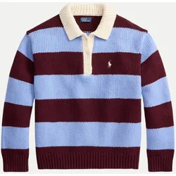 Gestreifter Rugbypullover mit Wolle Blau S