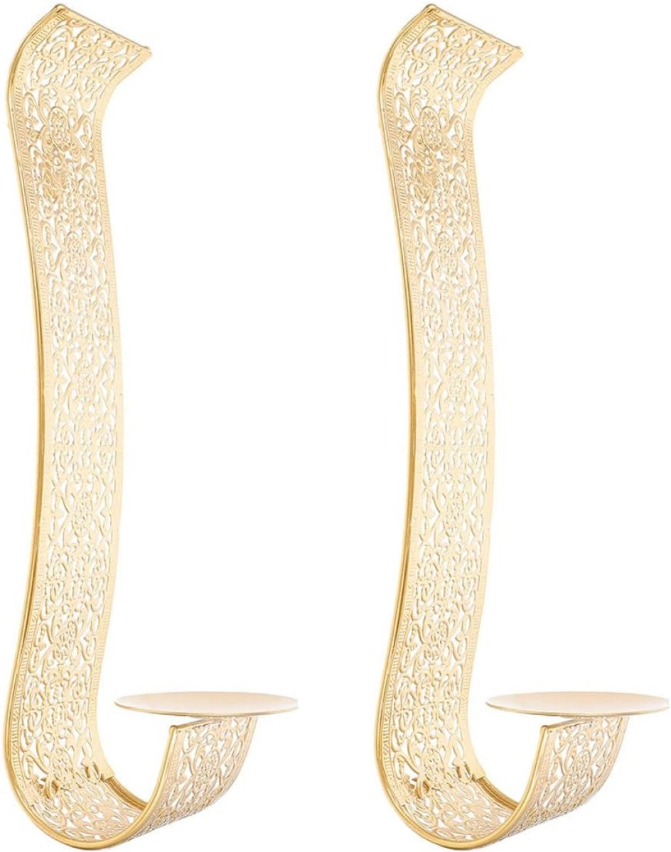Set van 2 goudkleurige wandkandelaars met rustiek boerenontwerp voor sfeervolle decoratie