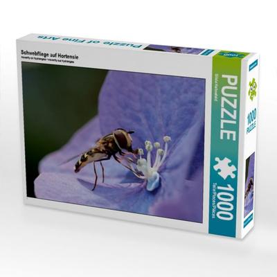 CALVENDO Puzzle Schwebfliege auf Hortensie | 1000 Teile Lege-Größe 64x48cm Foto-Puzzle für glückliche Stunden