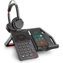 Poly Elara 60 mit Voyager Focus UC (Kabellos, Microsoft Teams), Office Headset, Schwarz