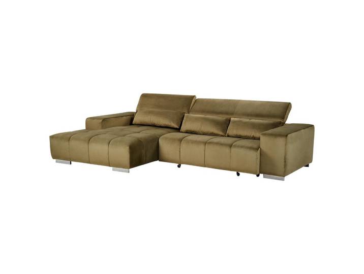 Ecksofa m. Relaxfunktion Orion Kopfstütze klappbar Olivegrün