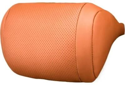 Uplift Essentials Luxury Nappa Leather Breathable Car Headrest & Neck Pillow orange