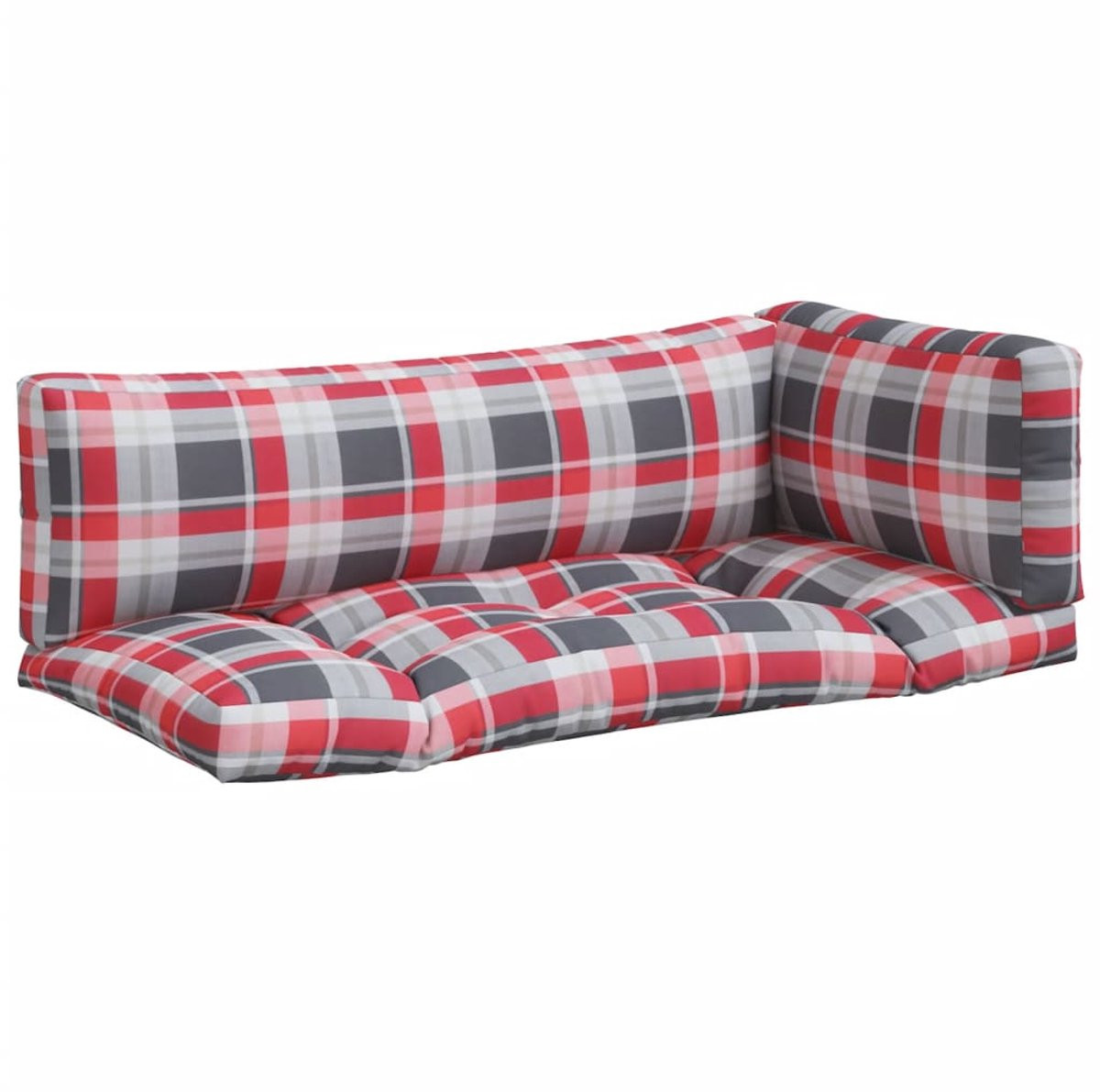 vidaXL Palletkussens 3 stuks Rood Ruitpatroon
