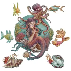 WANDAUFKLEBER 130x145cm - Unterwasser-Meerjungfrauen
