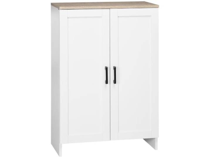 HOMCOM Modernes Buffet mit Storage 24 schmales Sideboard, Weiß Küchen-Stauraumschrank, 2 Shaker-Türen, verstellbares Regal