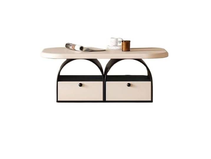 9bbhfJw4R Couchtisch im Landhausstil Rechteckiger Couchtisch for kleine Wohnzimmer. Kreative Wohnmöbel mit einzigartigen Schubladen(Weiß)