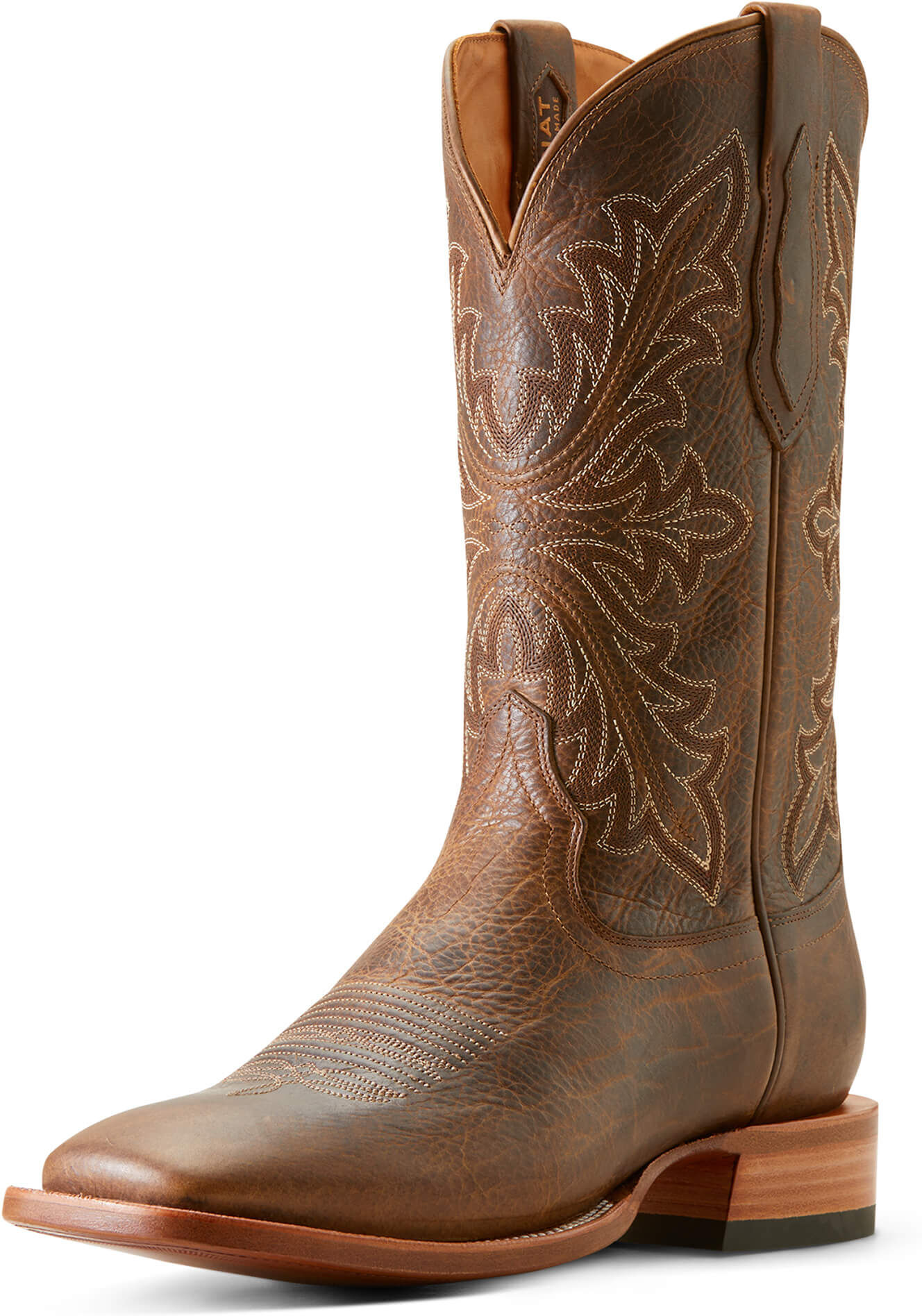 Men's Bench Made Bassett Cowboy Boots in Earth Brown Bison Leather, Size: 8 EE / Wide by Ariat