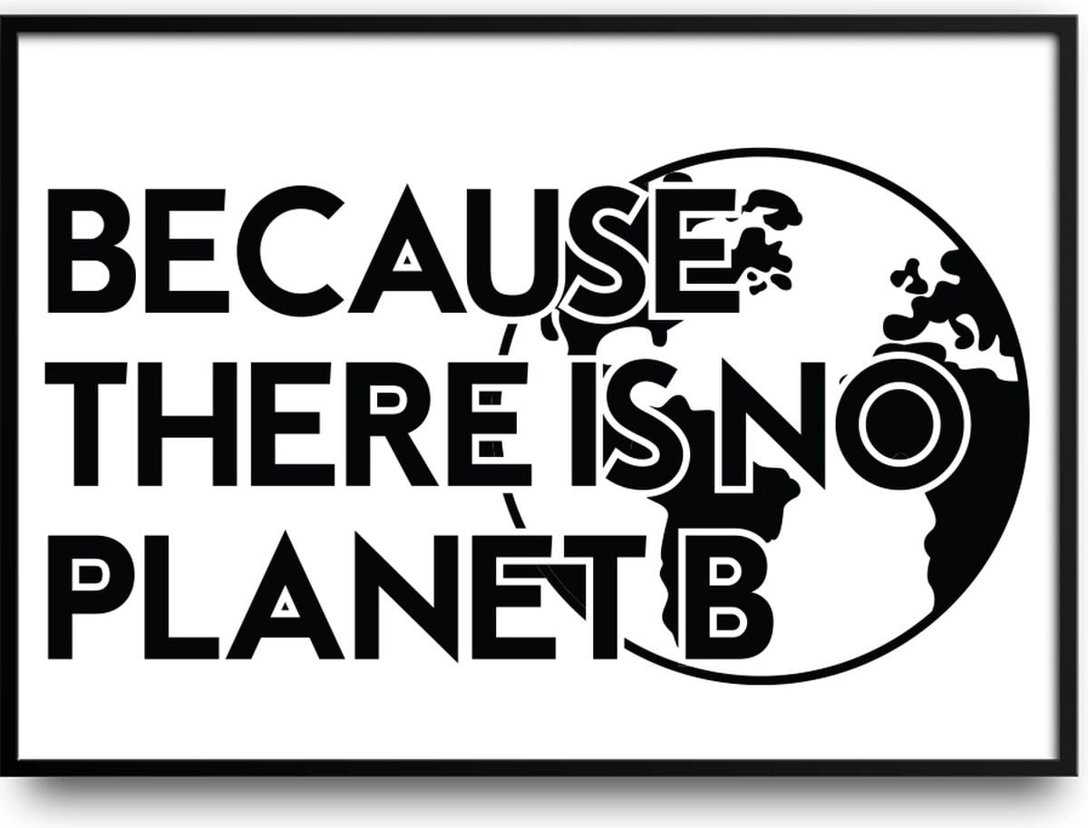 Because there is no Planet B fotolijst met glazen plaat en ophangsysteem, Aarde ontwerp, 40 x 50 cm