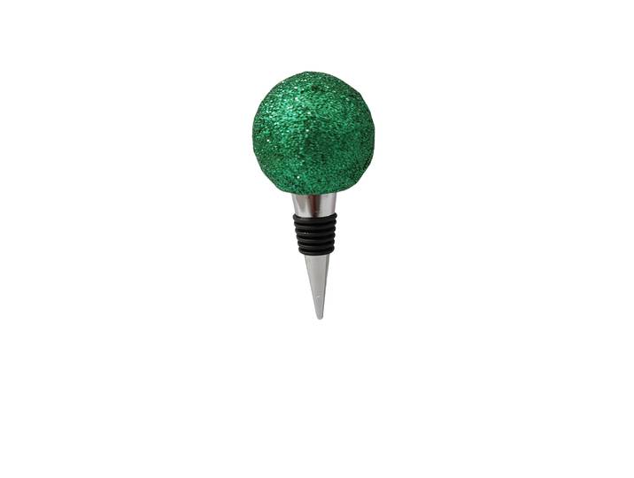 Flaschenverschluss AM DESIGN Kugel , grün, B:5cm H:8cm L:5cm, Polyresin, Flaschenverschlüsse, Flaschenverschluss, 3er Set, 5x9 cm