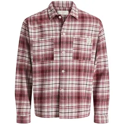 Jack & Jones Herren Hemdjacke JORFREDERIKSBERG FLANNEL OVERSHIRT - Relaxed Fit - 12301093 Rosin CHECKS - S