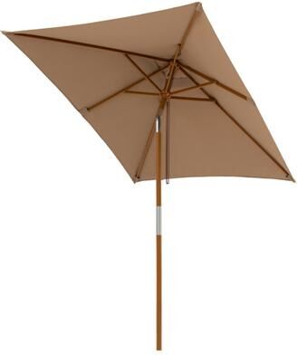 Costway 7 Feet Outdoor Rectangular Patio Umbrella with 3 Adjustable Heights-Coffee