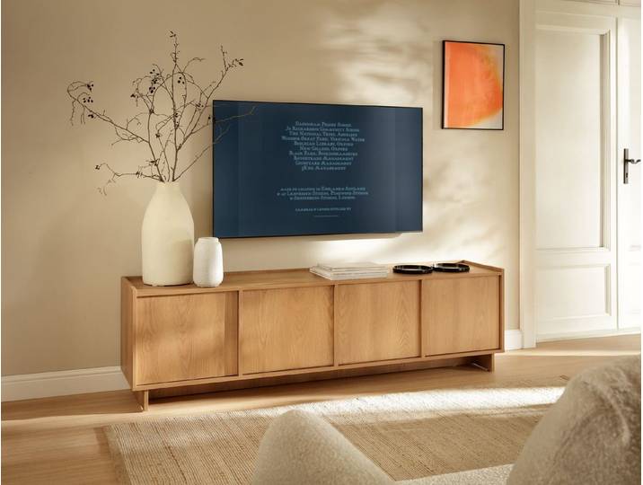 MOEBLO TV-Board TV-Schrank 195 LILIE (Eiche Caramel - modernes TV Möbel, Fernsehtisch, TV Bank & TV Tisch, grifflos mit Push-to-Open, viel Stauraum, 195 cm breit, Lowboard Fernsehtisch TV Bank TV Tisch Fernseher Tisch TV Möbel), (BxHxT): 195 x 55 x 39 cm