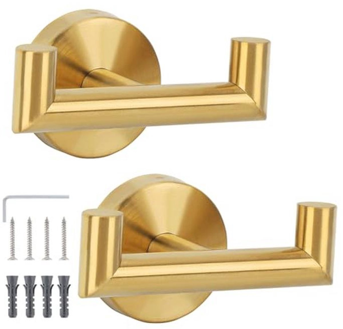 Set van 2 gouden handdoekhaken van roestvrij staal