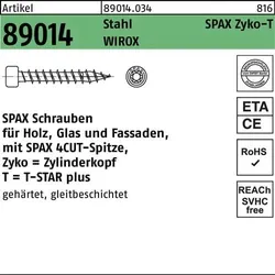 ZYLKOschraube R 89014 T-STAR 8x 220-T40 Stahl WIROX 50 Stück SPAX