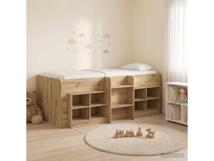 HKPWRBFG Loft-Bettgestell mit Schrank, Etagenbett 90 x 190 cm Platzsparendes Design, Inklusive Leiter & Lattenrost, Stabiler Holzwerkstoff