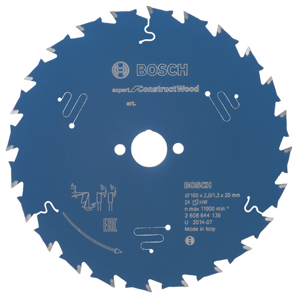 Bosch Kreissägeblatt Expert for Construct Wood, 160 x 20 x 2,0 mm, 24 2608644136