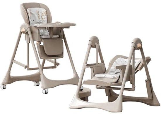 Hoge babystoel met schommelfunctie, hoogteverstelling en dubbellaags dienblad