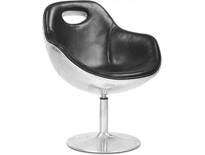 Fauteuil design en métal – Revêtement en cuir – Airway Noir