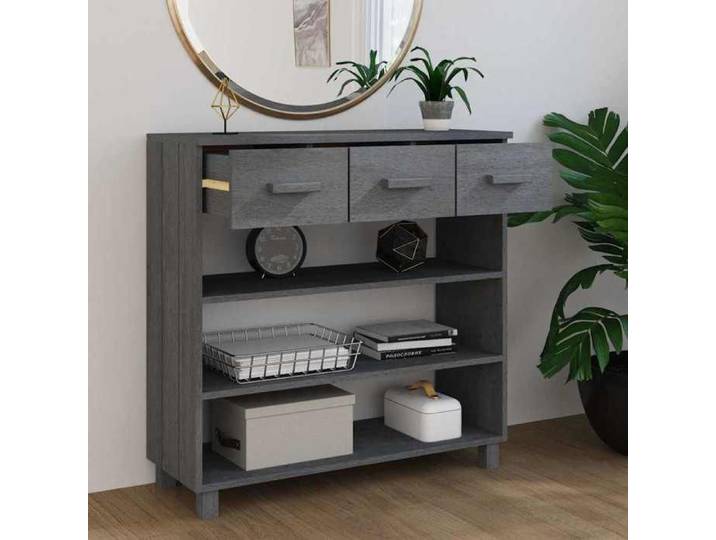 Soldes d'automne Grand Table d'Appoint Gris - Table console - HAMAR - gris foncé - 90x35x90cm - Bois massif de pin 519 739689919057