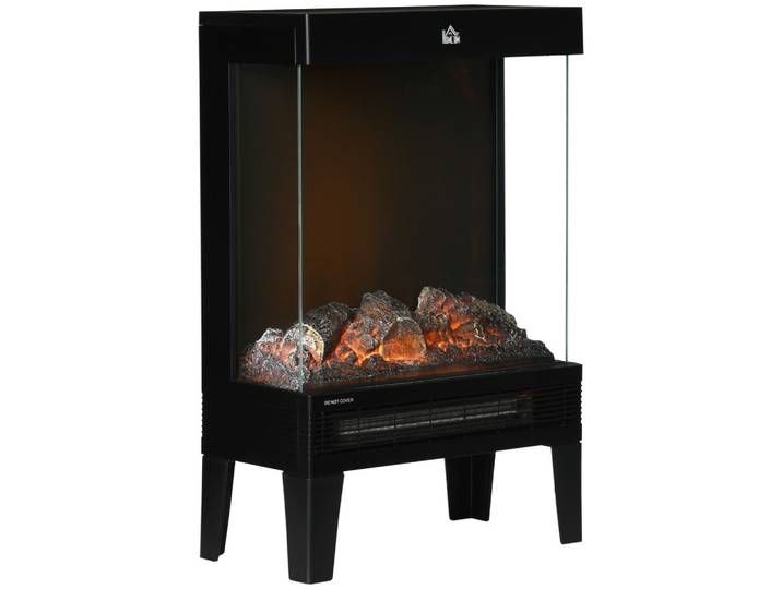 ELEKTROKAMIN 1000 W/2000 W Standkamin LED 3D-Flammeneffekt 4 Helligkeitsstufen