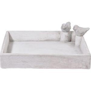 dobar Vogeltränke Carré, 12979e, 29 x 5 x 29 cm, freistehend, mit Dekovogel, aus Zement