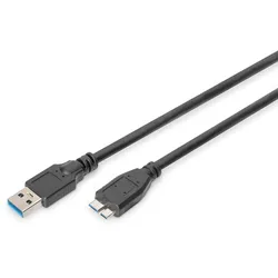Digitus USB 3.0 Anschlusskabel, Typ A - mikro B St/St, 1.0m, USB 3.0 konform, sw