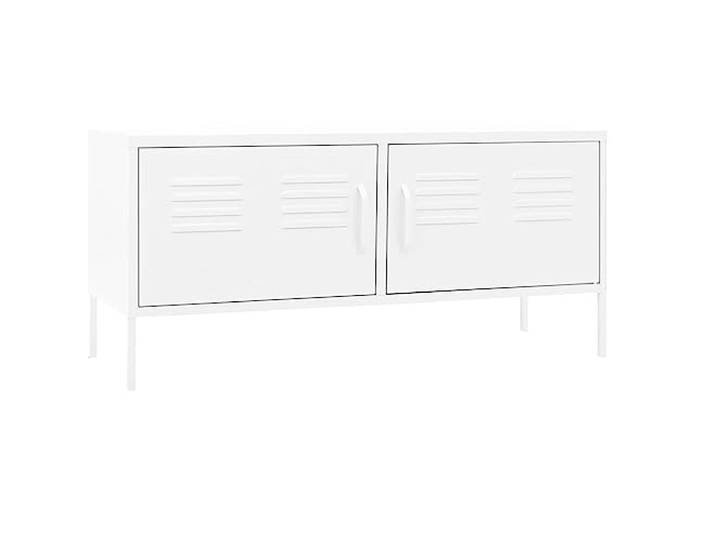 vidaXL TV Schrank mit 2 Türen Lowboard TV Möbel Tisch Board Sideboard Fernsehtisch Fernsehschrank HiFi-Schrank Weiß 105x35x50cm Stahl
