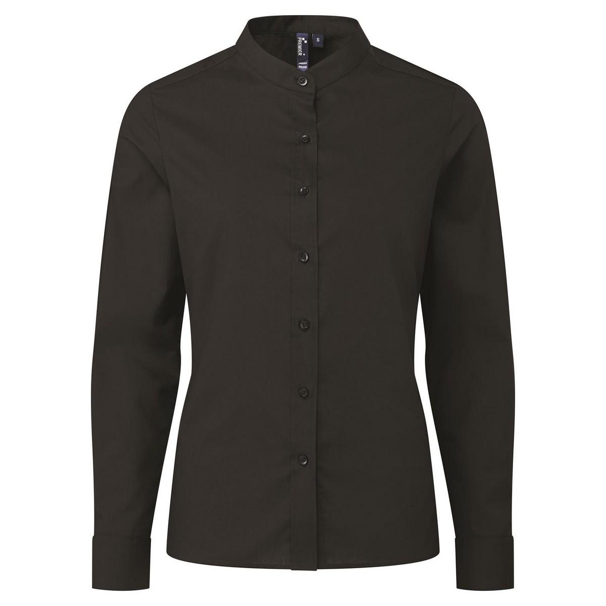 Premier Dames/Dames Grootvader Shirt (Zwart)