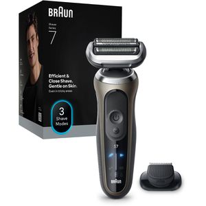 Braun Elektrorasierer Series 7, 72-C1200s, gold, Wet & Dry, mit Präzisionstrimmer-Aufsatz und Reiseetui