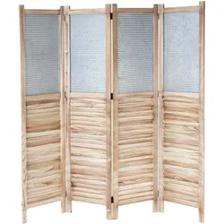 Paravent MCW-D27, Raumteiler Trennwand spanische Wand Sichtschutz, Holz Metall 170x160x2cm