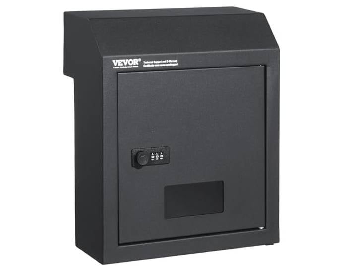 VEVOR Boîte aux Lettres Encastrable Porte\, 305x155x360 mm\, Boîte de Dépôt de Courrier Travers la Porte\, 43 mm\, Acier Robuste\, Verrou à Code Combinaison pour Lettres\, Clés\, Maison\, Bureau\, Gris Foncé