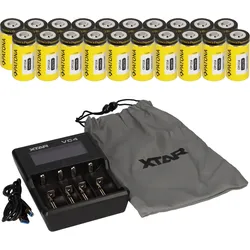 Set 20x Patona CR123A Akku + Xtar VC4 Ladegerät Li-Ion NiMH