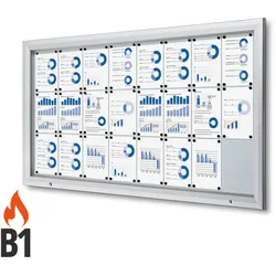 Schaukasten 24x A4, ESG Sicherheitsglas B1 Alu Infokasten wetterfest aussen 24xA4