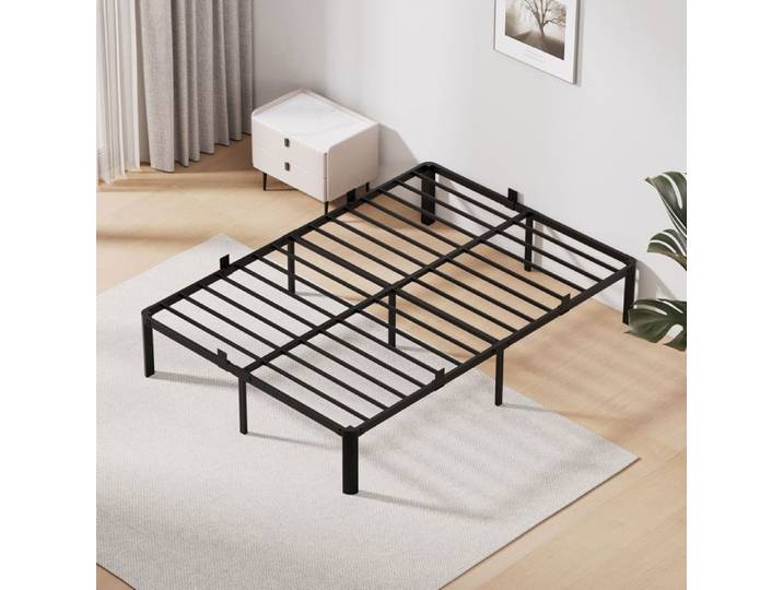 Sommier 160x200CM Métal Noir- AURALUM MAX - 9 Pieds inclus -Silencieux & Antidérapant-2 places