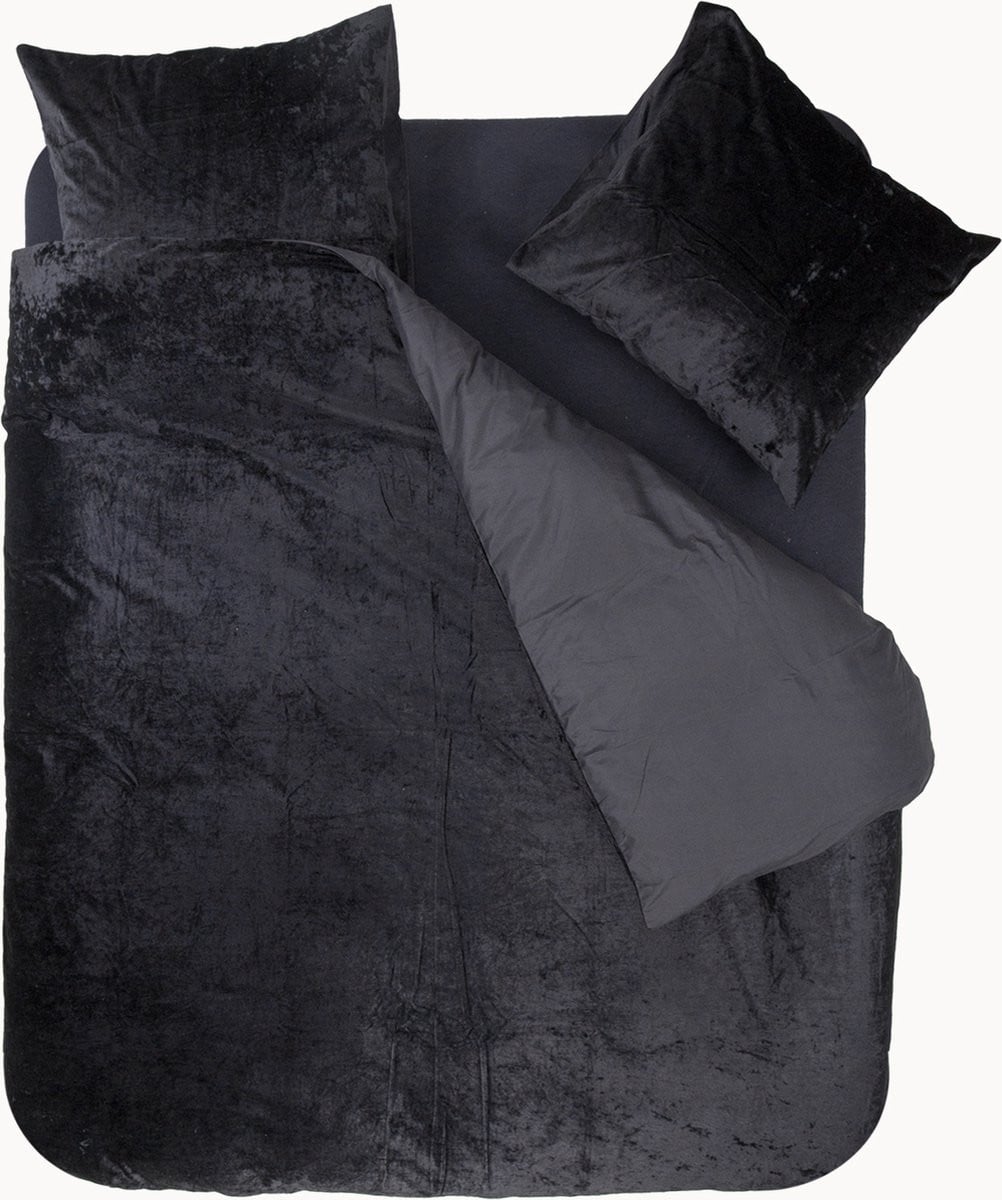 Y-NOT Dekbedovertrek Crystal Velvet Waiting For You Jet Black - 1 Persoons - Zwart